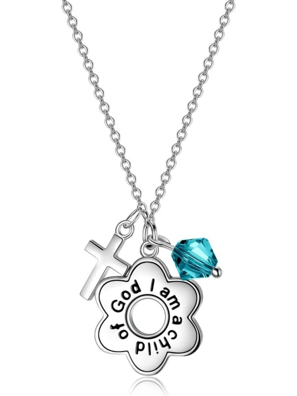 925 Sterling Silver I Am a Child of God Daisy Necklace - Perfect Gift for Girls